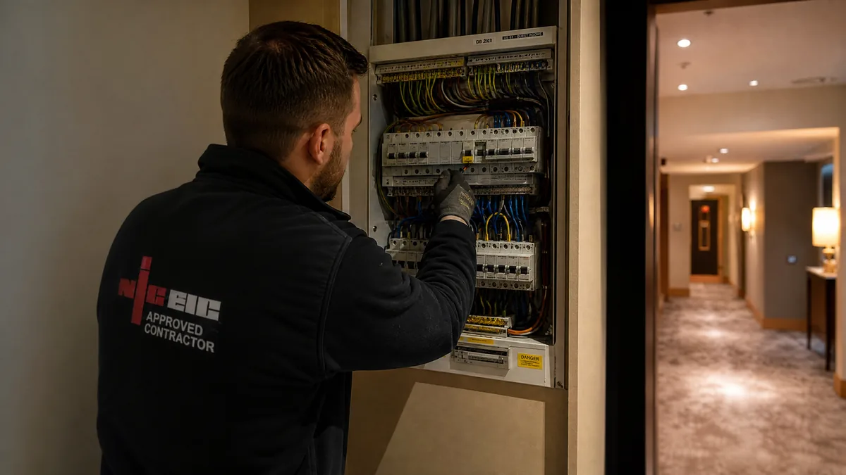 Commercial electrical rewire at a hotel in Devon by NICEIC-approved contractor Recall SW