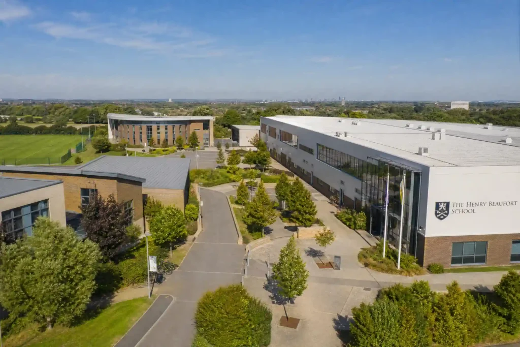 University or college campus building exterior - fire alarm and security compliance